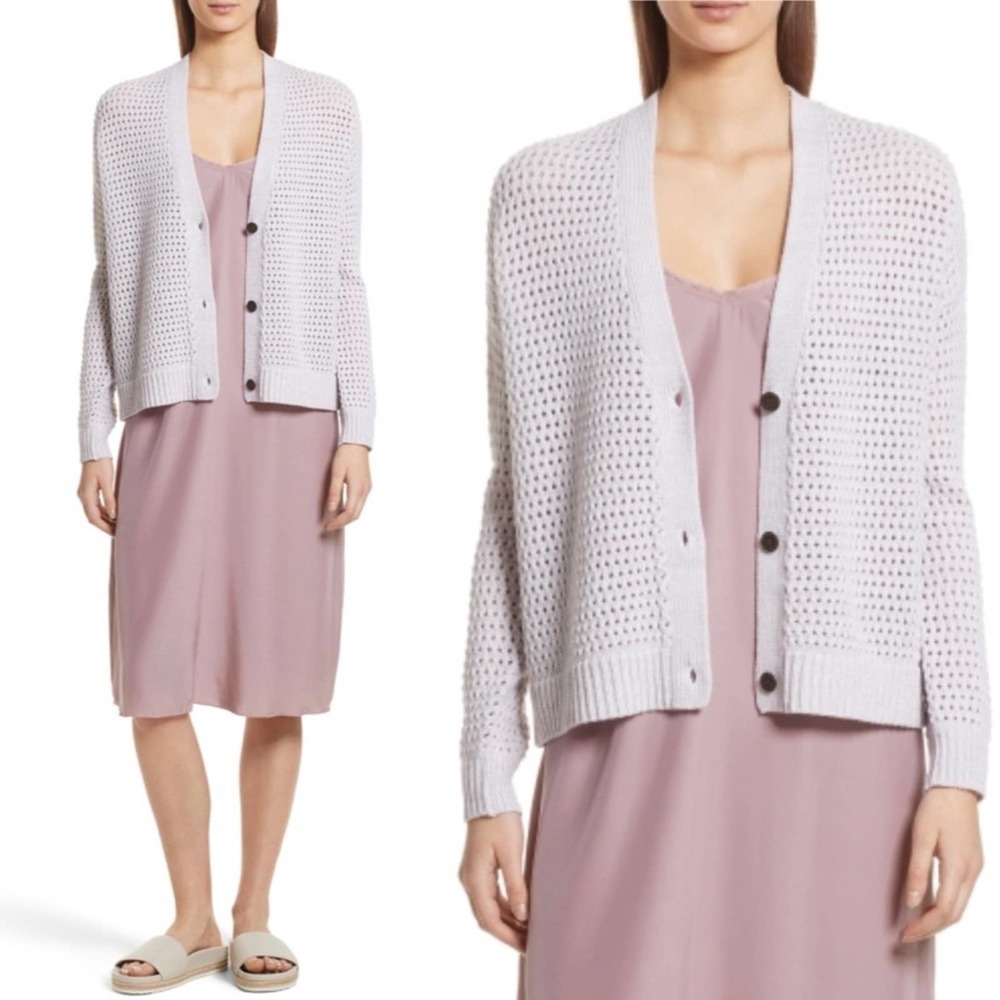 ATM Merino Wool Open Stitch Cardigan Dusty Mauve